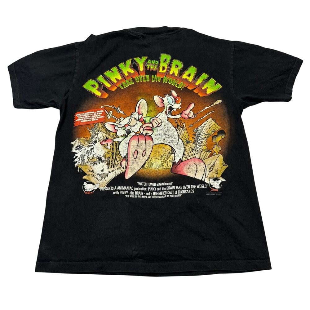 Vintage 1995 Pinky and The Brain Take Over The World Animaniacs T Shirt Medium